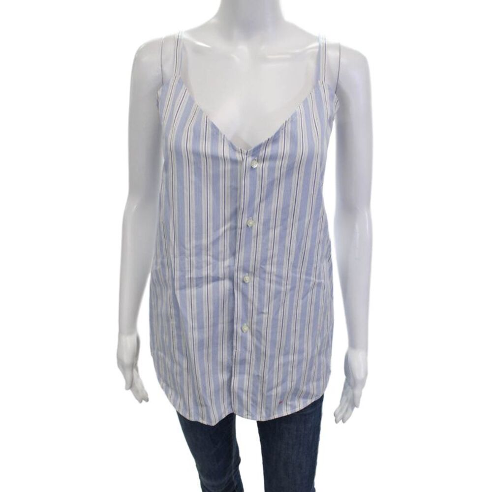 Kate McHale Jensen Women Striped Blue V-Neck Camisole Cotton 90s Size M